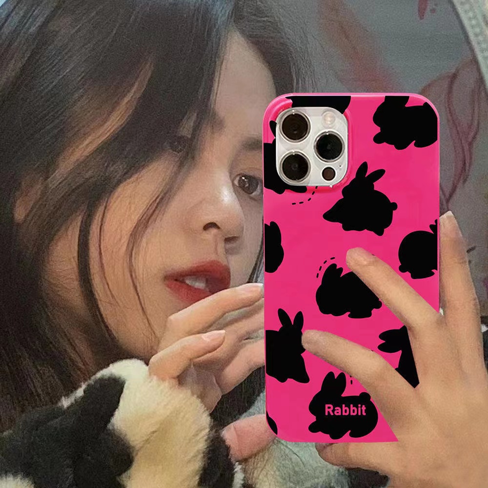 IPHONE Ins Pola Bayangan Kelinci Cocok Untuk Iphone14 14pro 14plus 13 13mini 13pro 13prm iPhone12 7Plus 8Plus Xr XS 13 12mini Pro Max Empat Sudut Casing Ponsel Tahan Guncangan