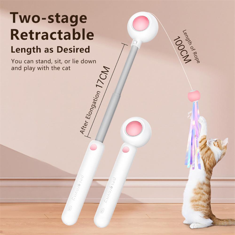 Timekey Mainan Kucing Interaktif Penggoda Bulu Kucing-Penggoda Tongkat Pet Retractable Refill Replacement Catcher Product Untuk Anak Kucing M6X1