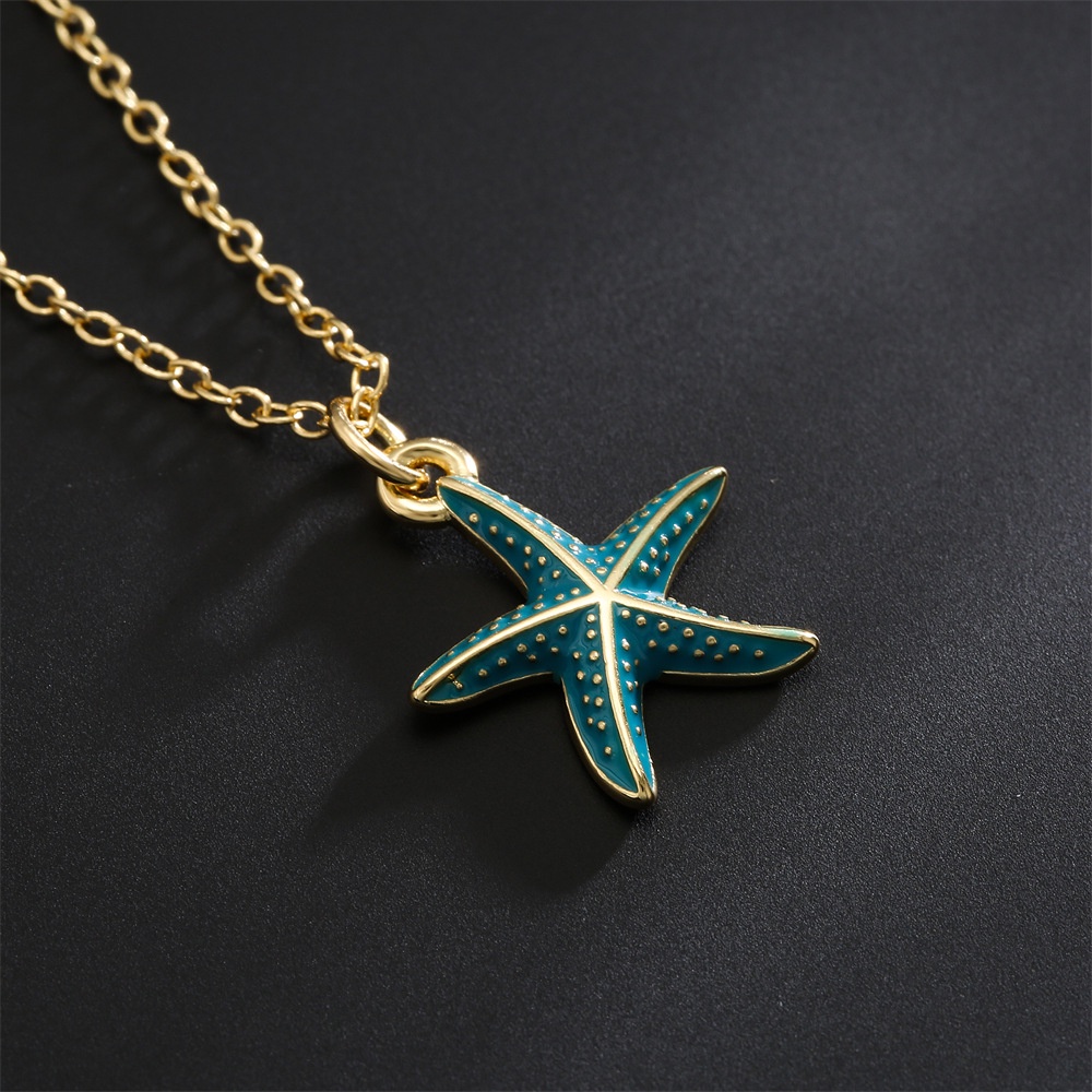 [COD Tangding] Vintage Starfish Pendant Kalung Wanita Gadis Fashion Menetes Minyak Klavikula Rantai Perhiasan