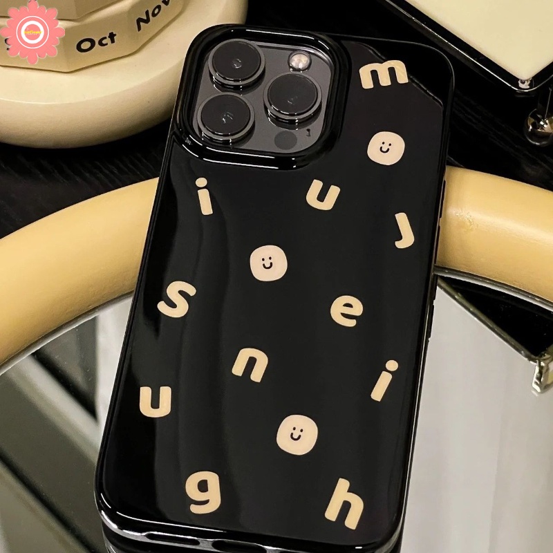 IPHONE Ins Fashion Simple Alphabet Case Kompatibel Untuk Iphone11 14 13 12 Pro Max7 8 Plus XR X XS Max SE 2020 Smiley Lucu Glossy Halus Lembut Tpu Silicon Phone Case