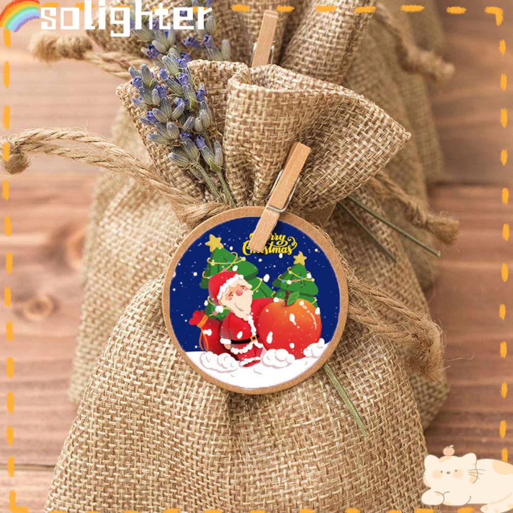 Solighter Stiker Kertas Permen Kemasan Kado Multi-Fungsi Merry Christmas Santa Claus Stickers