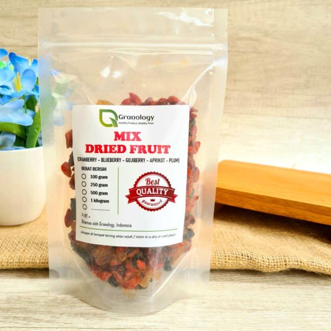 

◘ Mix Fruit 250 gram (Blueberry, Cranberry, Gojiberry, Aprikot dan Plum) by Granology ➸