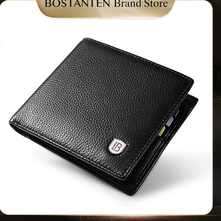 Star BOSTANTEN Dompet Pria Model Lipat Bahan Kulit PU Hitam/Coklat 