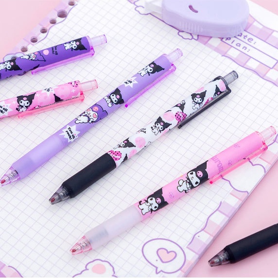 [Warna Random] 1pc Kawaii 0.5mm Anime Print Gel Pen Press Tulisan Handle Pen Siswa Sekolah Kantor Perlengkapan Alat Tulis