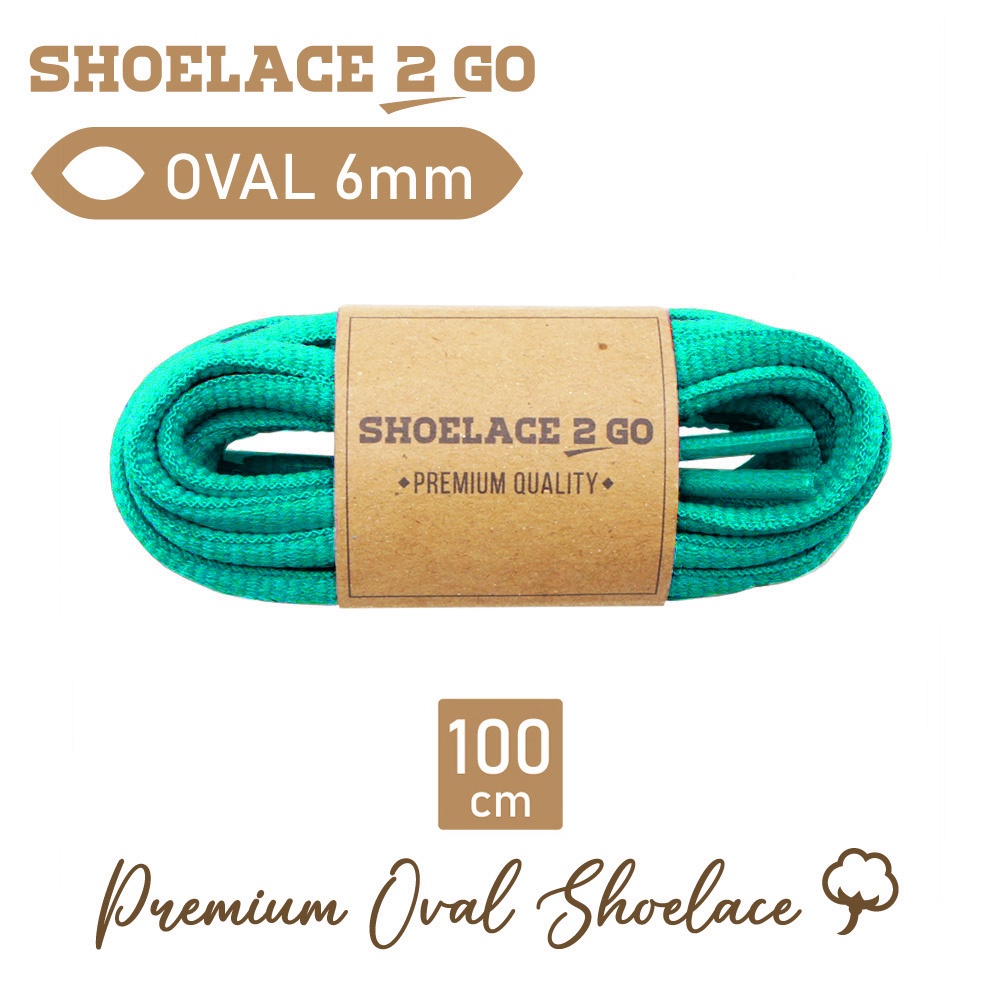 SHOELACE 2 GO PREMIUM TALI SEPATU LONJONG OVAL K1B - GREEN TOSCA - 100CM