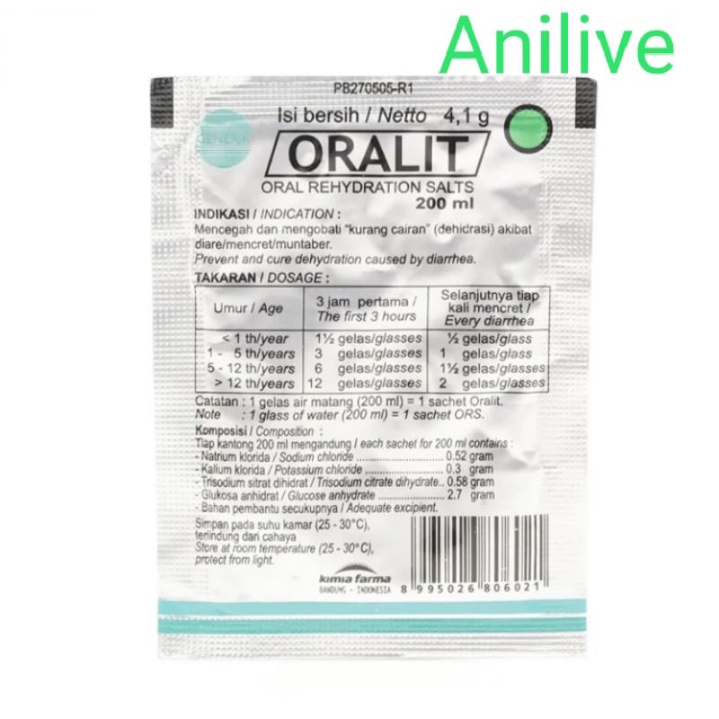 Anilive-Oralit kucing cairan oralit oralit pertolongan pertama dehidrasi