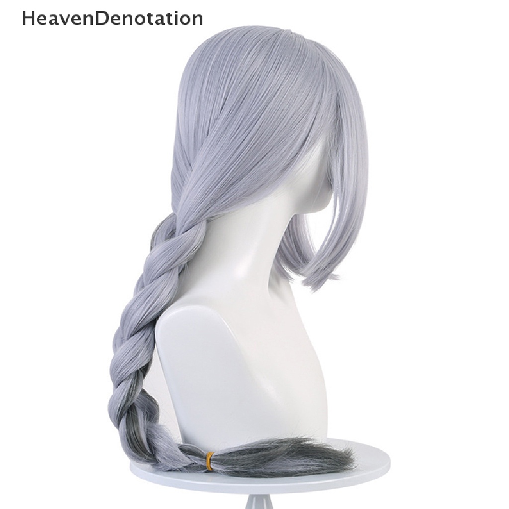 [HeavenDenotation] Game Genshin Impact Shenhe Cosplay Wig Warna Biru Putih Kepang Panjang Rambut 80cm HDV