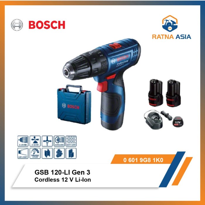 Mesin Bor / Cordless Impact Drill Bosch GSB 120-LI / GSB 120 LI