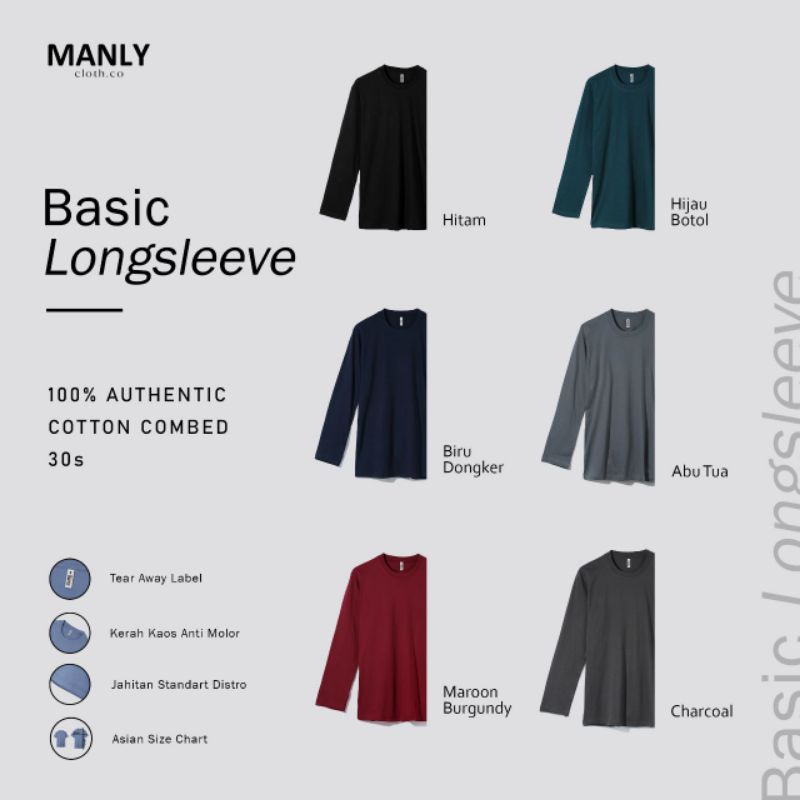 Pastel Series Kaos Polos Lengan Panjang Premium Combed 30s