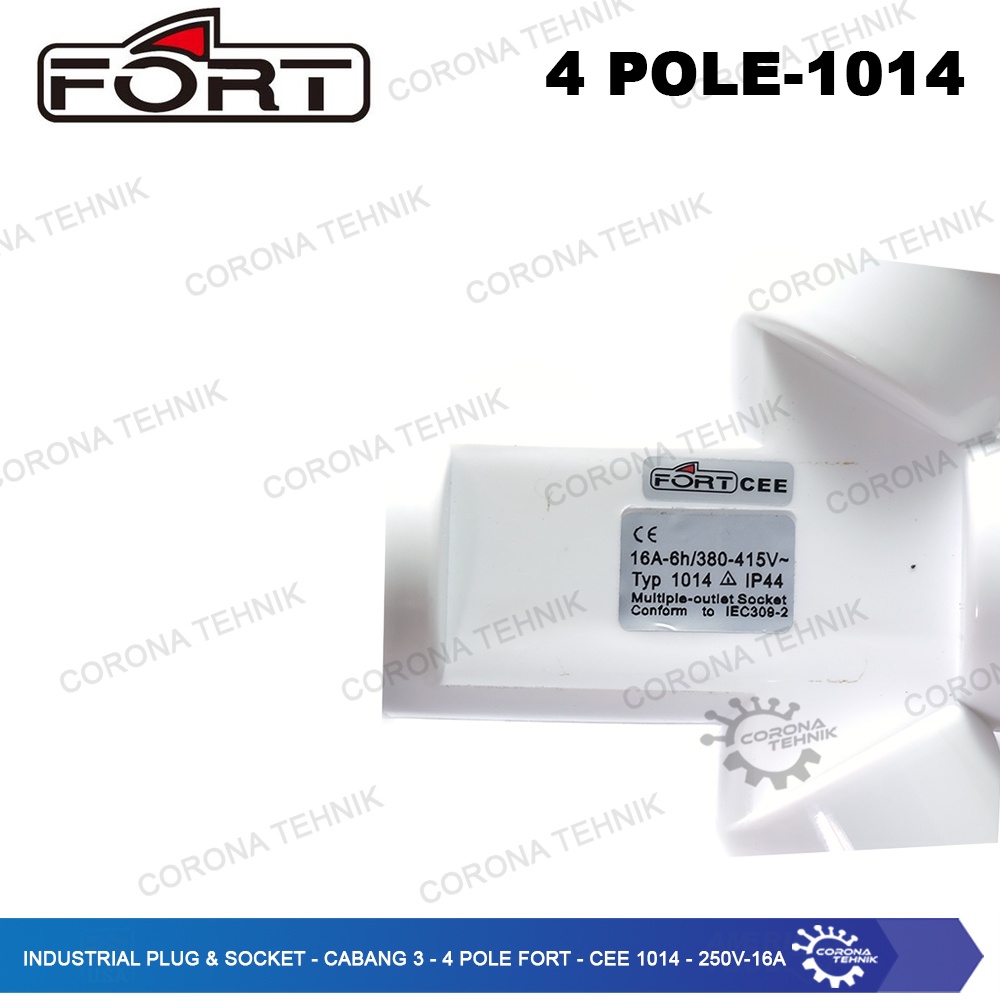 FORT - CEE-1014 - 250V - Industrial Plug &amp; Socket - Cabang 3 - 4 Pole