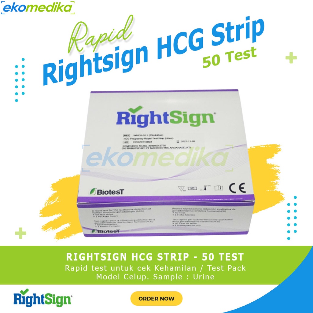 HCG Strip RIGHTSIGN ISI 50 TEST KEHAMILAN RIGHT SIGN HCG URINE PREGNANCY TEST