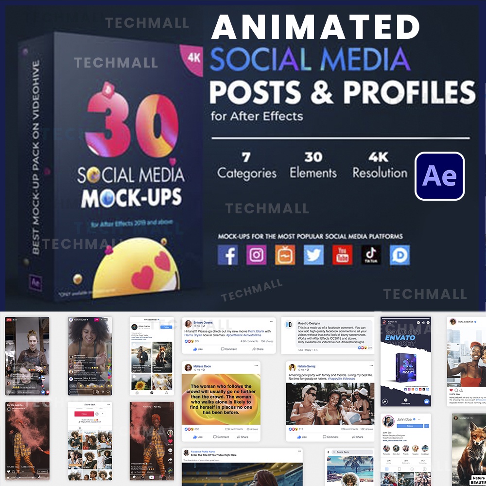

NS Animated Social Media Posts & Profiles Mockup Template for AE