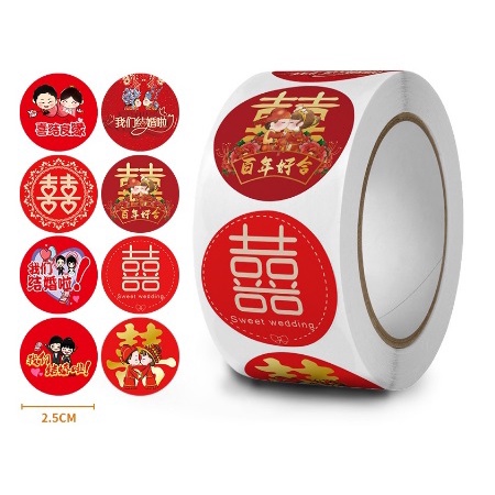 5 pcs stiker reward Lucu kartun Imlek Thank you Chinese Wedding