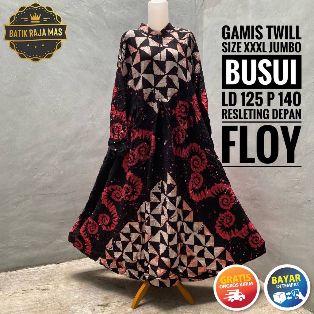 Gamis Orang Tua Muslim Wanita Syari Lebaran Kekinian Twill Ori Pekalongan Busui Friendly Resleting D
