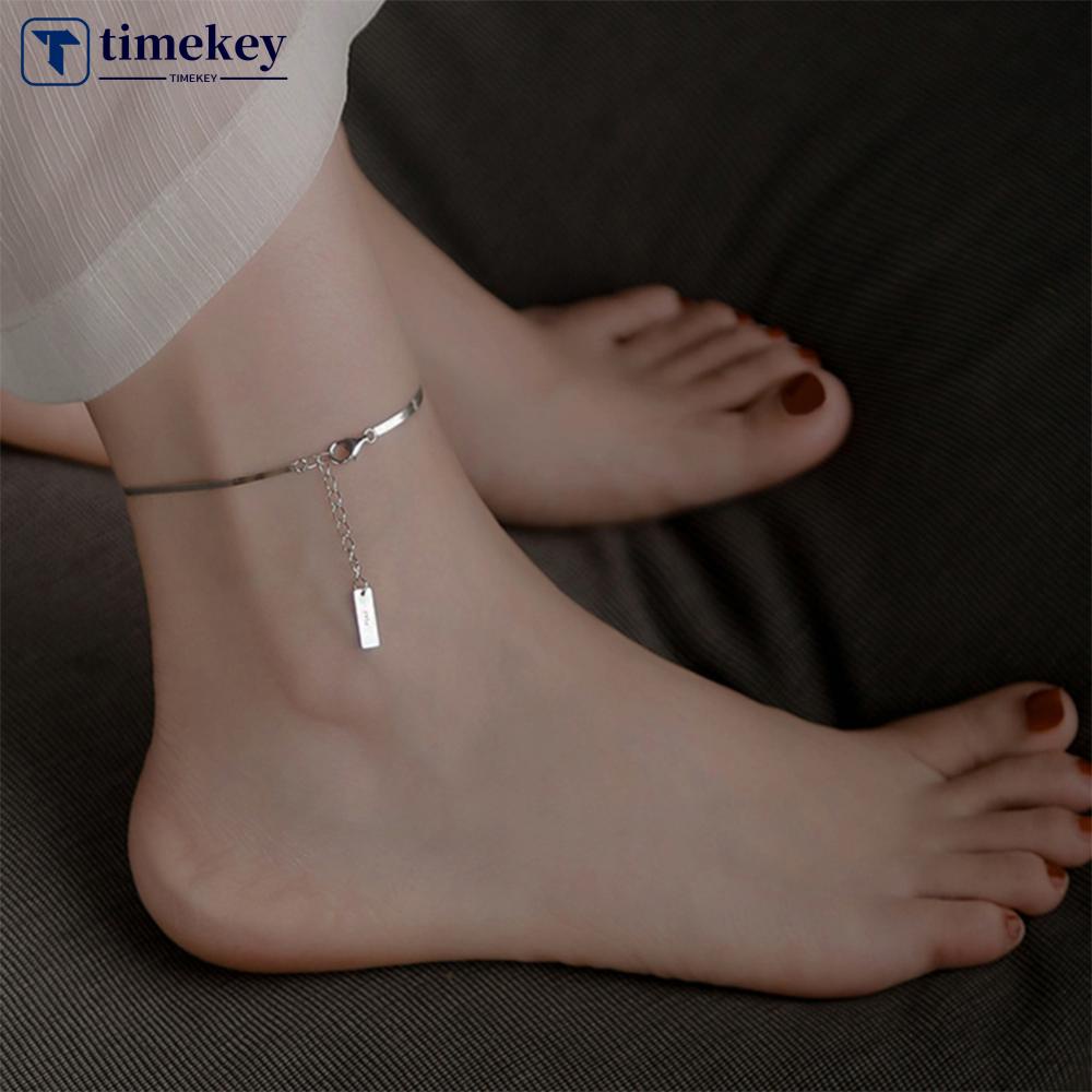 Timekey Indah Gelang Kaki Perak Kecil Paduan Sederhana Rantai Ankle Anklet Foot Perhiasan Aksesori Untuk Wanita N8X7