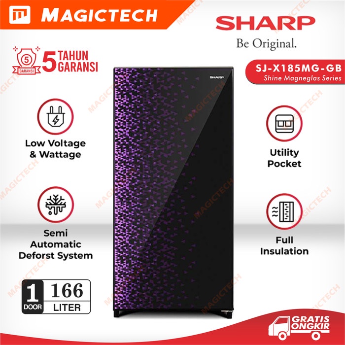 KULKAS SHARP 1 PINTU SJ-X185MG-GB / SJ-X185 / SJ-185 166L - BIRU