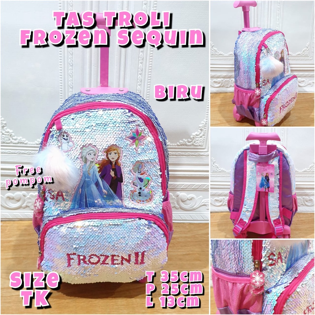 Tas Sekolah Troli Anak SD dan TK Tas Trolley Dorong Anak Sekolah Motif Sequin LOL dan Unicorn Tas Koper Anak Perempuan