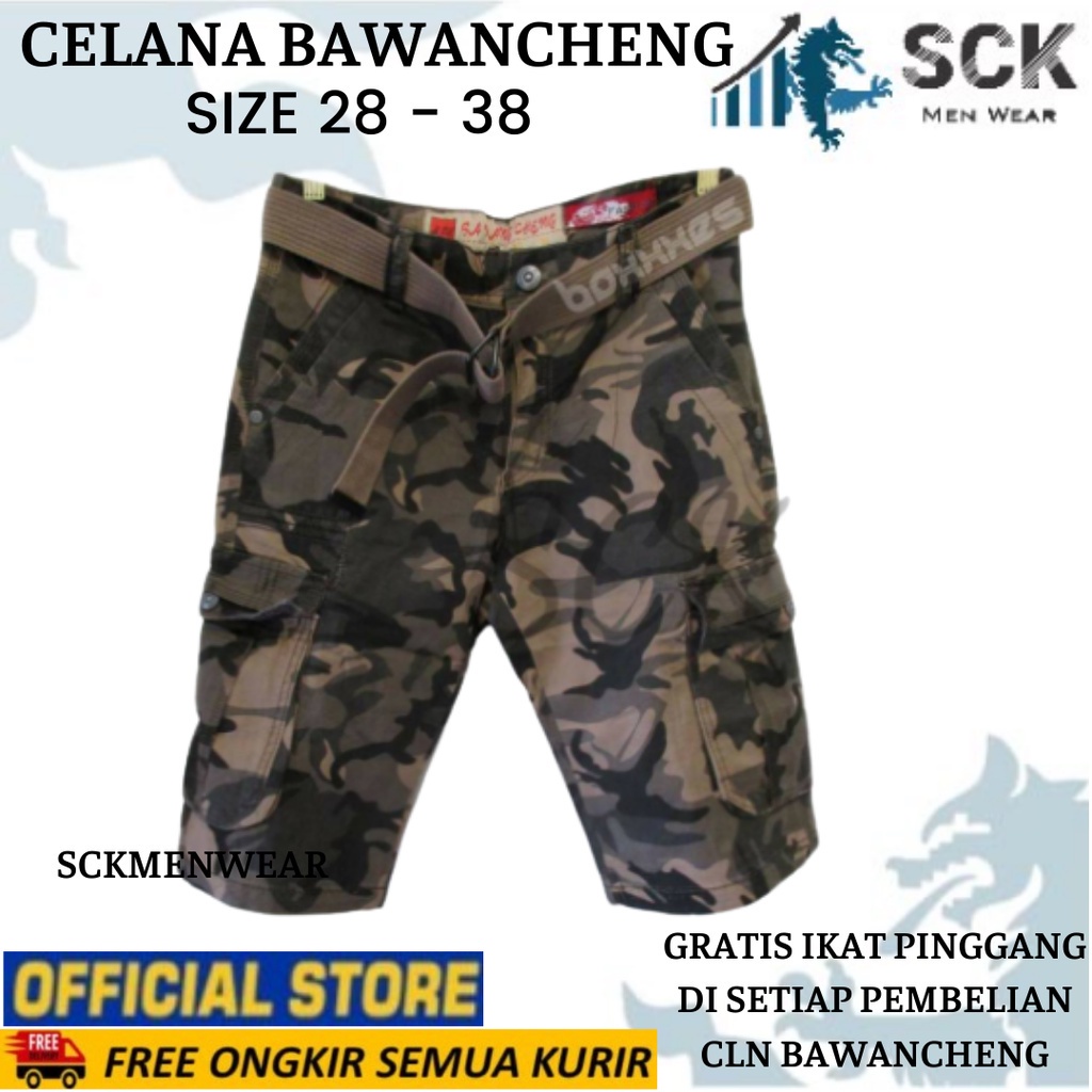 Celana Pendek Bawancheng Loreng Size 28-42 Halus / Bawahan Pria Motif Doreng - sckmenwear GROSIR