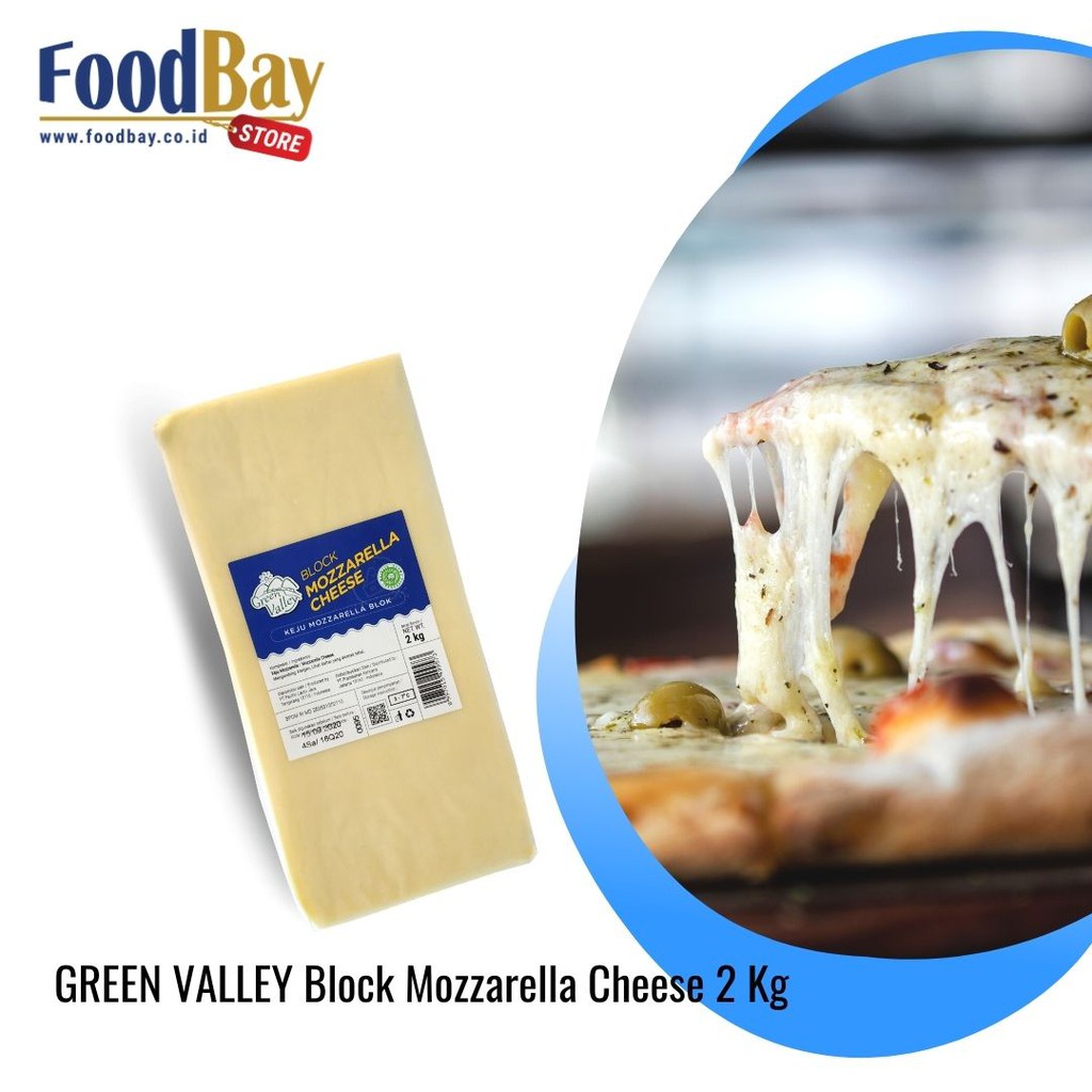 GREEN VALLEY - Block Mozzarella Cheese 2 Kg / Keju Mozzarella Balok 2000 Gram