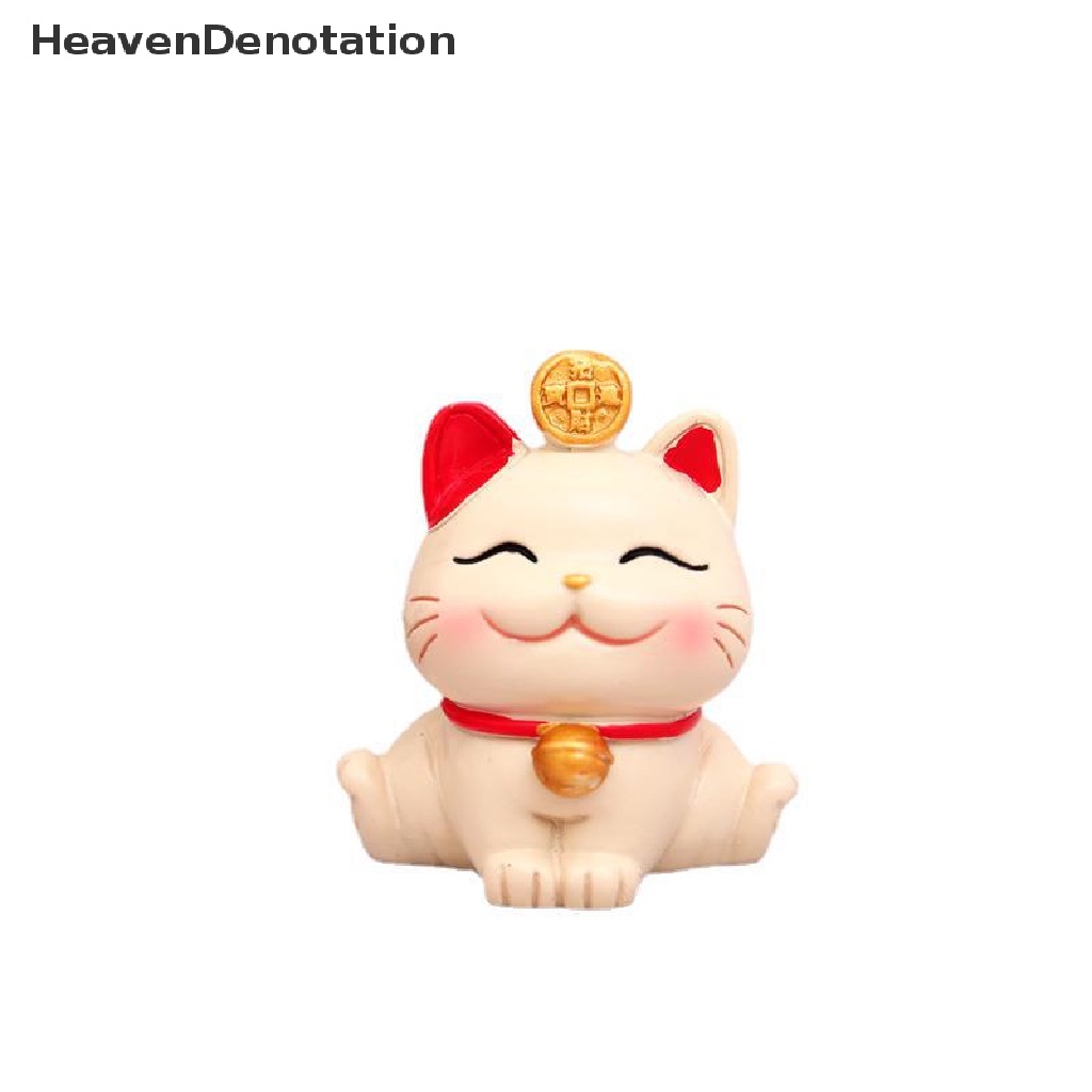 [HeavenDenotation] Lucky Cute Kawaii Cat Figurine Kekayaan Fortune Patung Gaming Kantor Meja Desk Ornamen Mobil Hadiah Dekorasi Imlek HDV