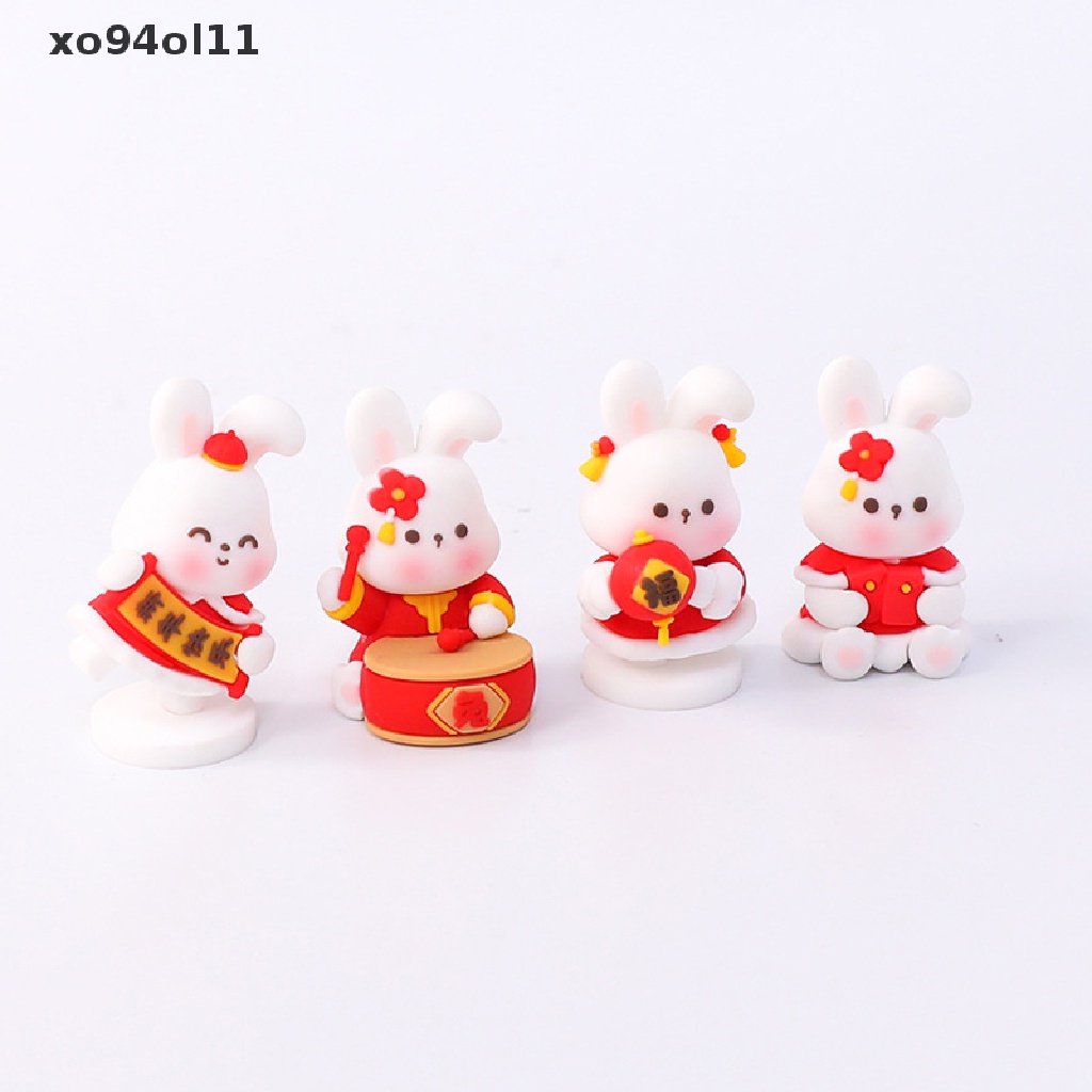 Xo Hiasan Kue Imlek Baking Cake Kelinci Tahun Boneka Ornamen Drum Lentera Topper Kue Tahun Baru Meriah Insert OL