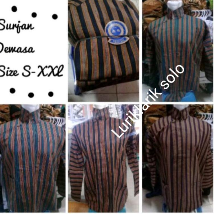 TERMURAH [ Luriklarik ] Surjan Lurik Dewasa Baju Adat Jawa Solo Jogja Tenun Klaten Sorjan Lorek Trad