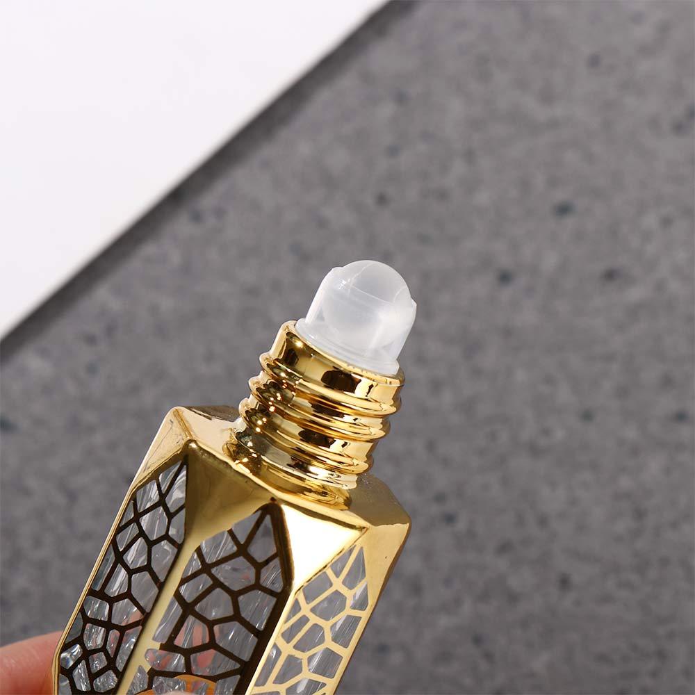 Rebuy Botol Parfum Professional Golden Beauty Roll on Essential Oil Bottle Kosmetik Sample Test Wadah Gaya Mewah Botol Isi Ulang