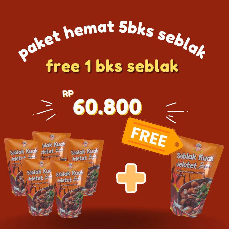 

paket hemat 5bks seblak GRATIS 1 bks seblak