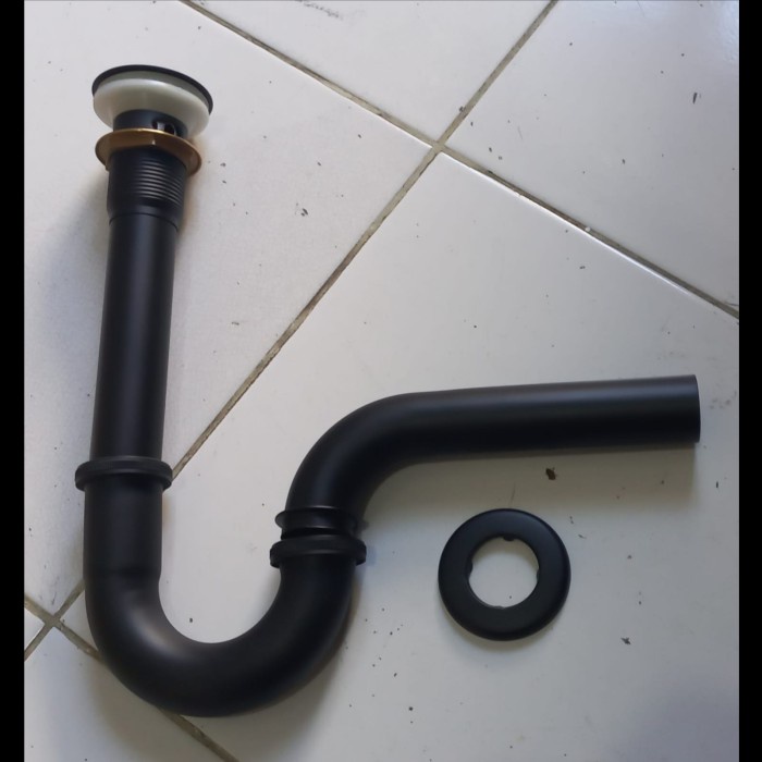 Washtafel Sifon Angsa Pencet Sifon Wastafel Leher Angsa Stainless Hitam,Afur Bla