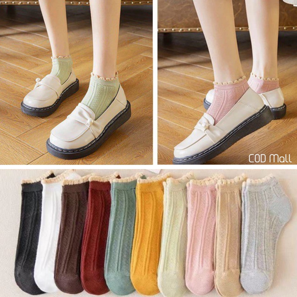 Import Terbaru Kaos Kaki Wanita Motif Rajut Bahan Cotton Lembut Varian Lengkap