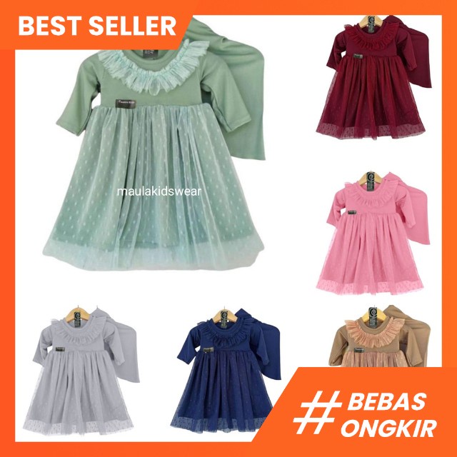 Gamis Hijab Bayi Renda Tutu Tile Doti (0 - 4 tahun) Pakaian Muslim Anak Balita Perempuan Katun Polos Pesta mix2