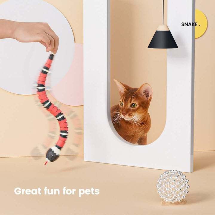 Mainan Interaktif Kucing Smart Sensor Realistis 3D Snake Cat Toy Mainan Bayi Interaktif Otomatis Elektron