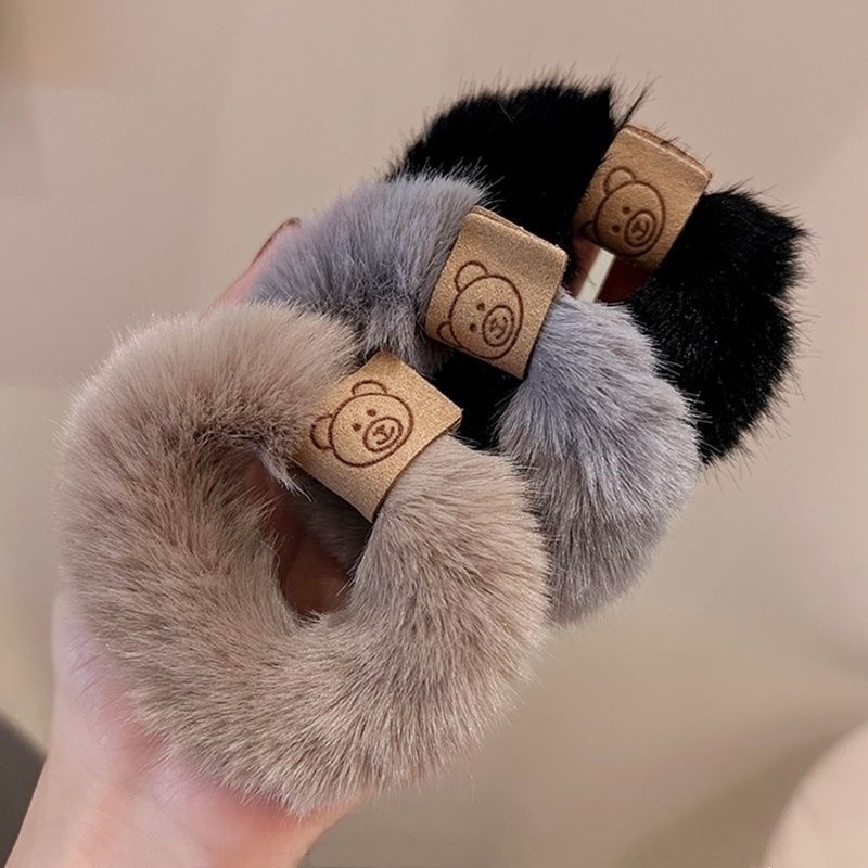 𝐂𝐢𝐭𝐚𝐝𝐞𝐚𝐥 - Ikat Rambut Scrunchie Bulu, Aksesoris Wanita Korea