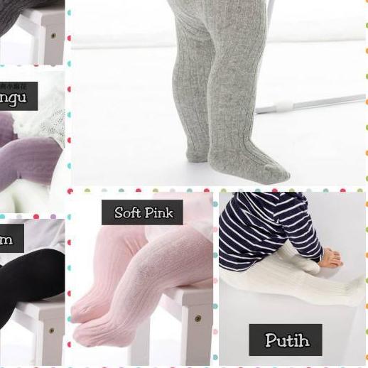 ➵ Celana Legging Polos Tertutup Legging Newborn Perempuan Laki Laki Legging Bayi Tutup Kaki Tebal ●