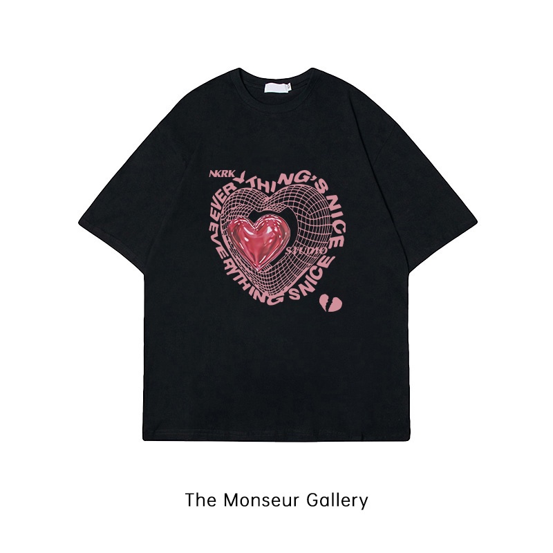 The Monseur Gallery T-shirt Washed Oversize Pink Love | Kaos Hitam A0112