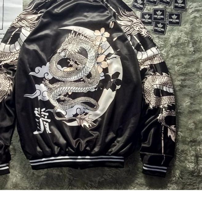 ➸ Termurah COD Jaket Sukajan Memphis Origins Japan Sublime Bordir Varsity Naga Mikaduki Ryujin / Jak