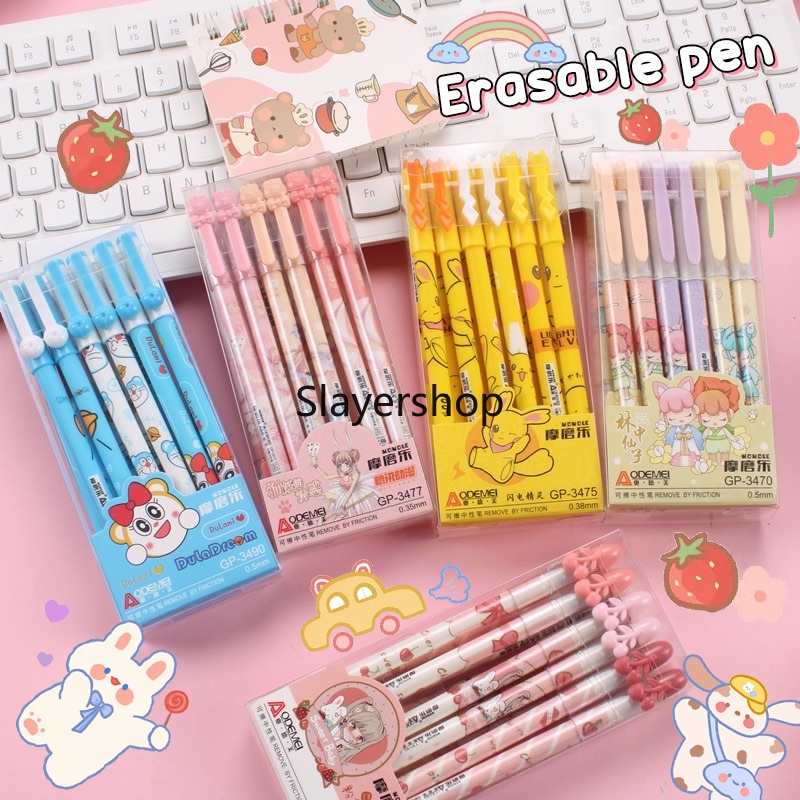 

(12pc) Bolpen Gel Hapus /Pulpen Gel Hapus ODEMEI / ESELON Hitam Estetik/ Erasable pen