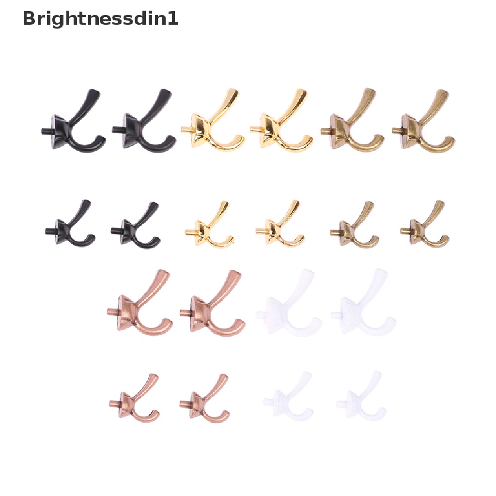 [Brightnessdin1] 2pcs 1: 12 Miniatur Baju Coat Metal Hook Dinding Gantungan Aksesoris Rumah Boneka Butik