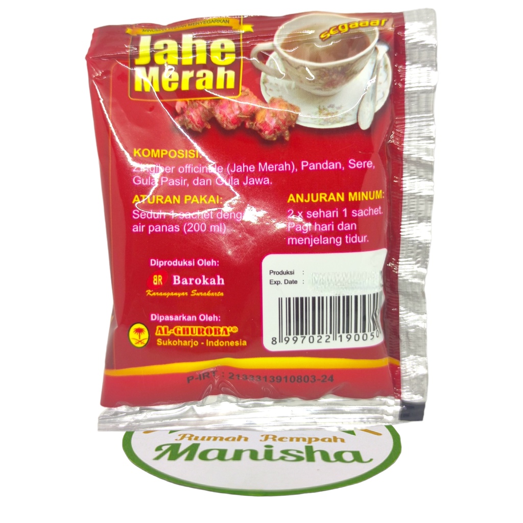 Jahe Merah Minuman Kesehatan Sachet Instan Herbal Al-Ghuroba 25gr