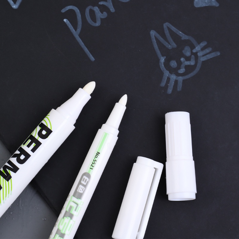 1.0/3.0mm Putih Spidol Berminyak Tahan Air Lukisan Pulpen DIY Graffiti Sketsa Spidol Alat Tulis Menulis Perlengkapan Sekolah