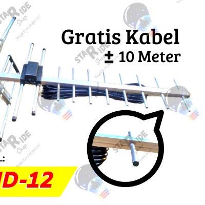 ❉ Antenna / Antena Digital High Gain DVB-T2 / DTV + Kabel 10 Meter + Jack TV ♂
