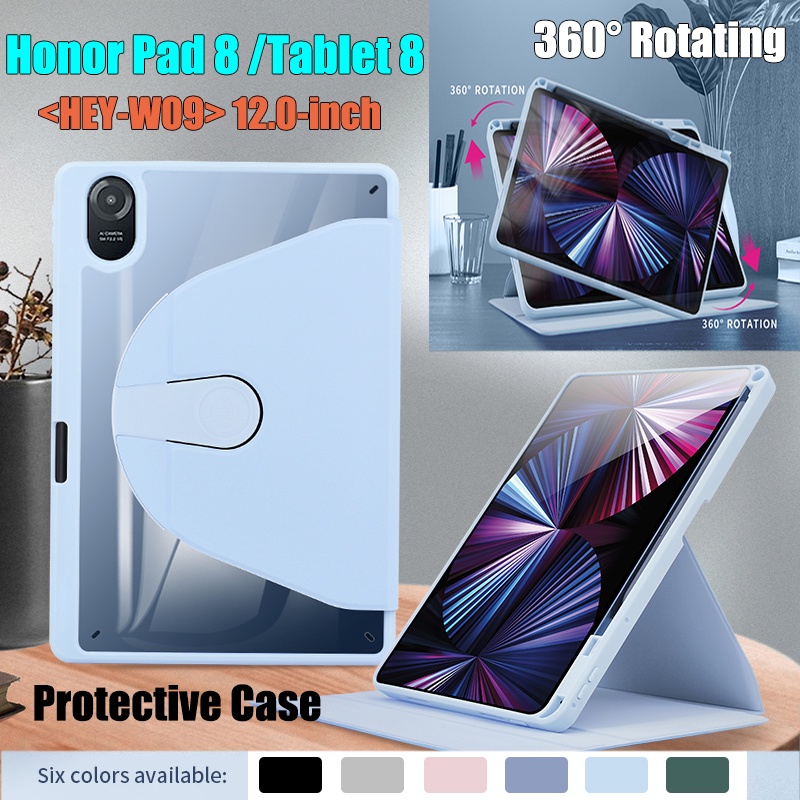 Untuk Honor Pad8 (2022) 12.0 &quot;HEY-W09 Huawei Tablet8 High End Bening Akrilik Tablet Pelindung Case360° Rotating Stand Flip Cover Casing Kulit