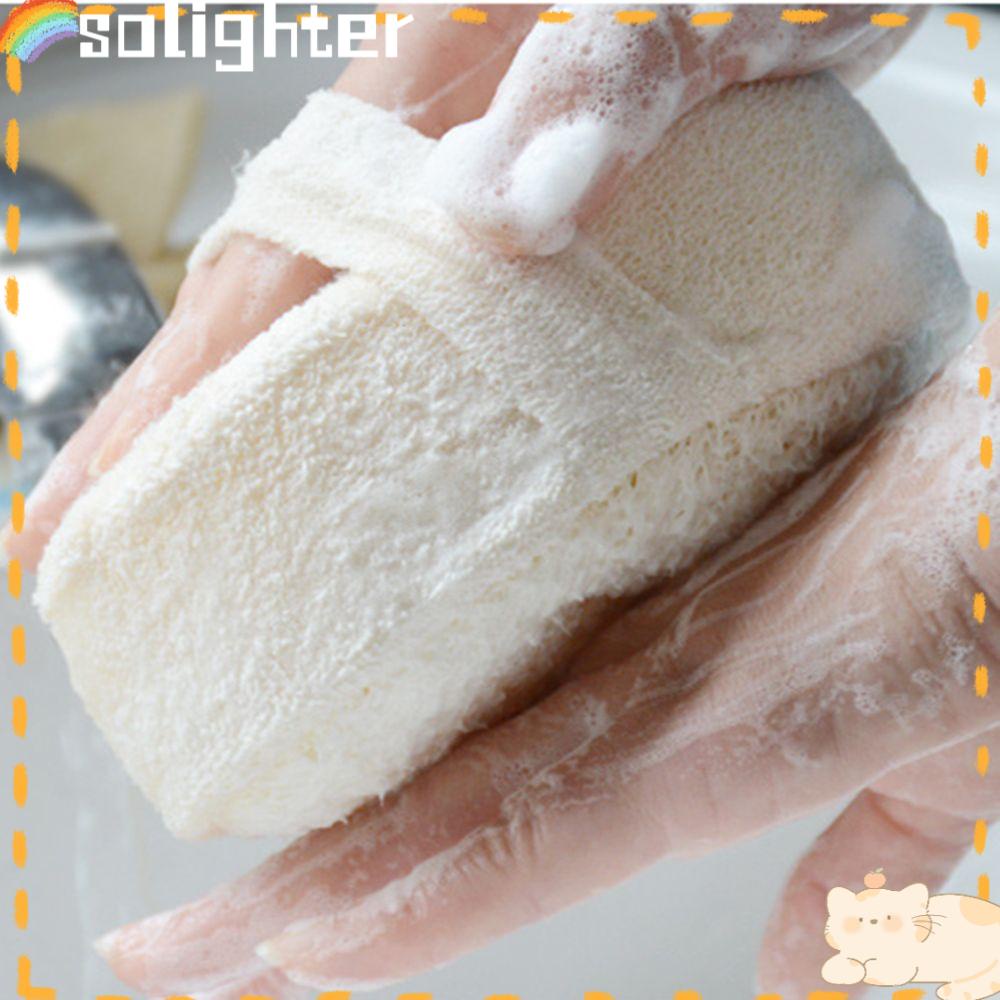 Solighter Natural Loofah Sponge Body Exfoliator Cuci Body Massage Brush Cleaner Loofah Luffa Sikat Mandi