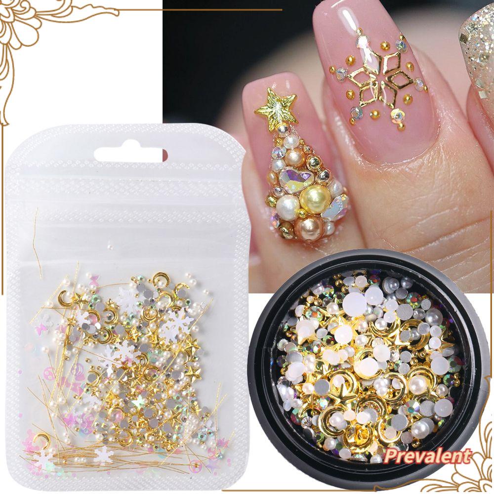 Preva Mixed Nail Rhinestones Manicure Parts Giwang Lucu Desain Mutiara