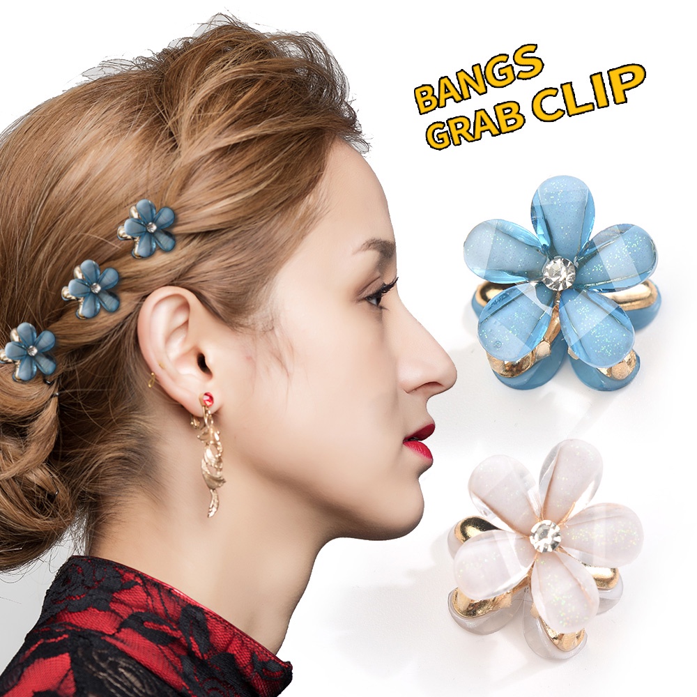 Anak-anak Gadis Wanita Elegan Poni Rambut Pin Kristal Kecil Bunga Sisi Rambut Klip Mini Temperamen Jepit Rambut Hair Claw Aksesoris Rambut Wanita
