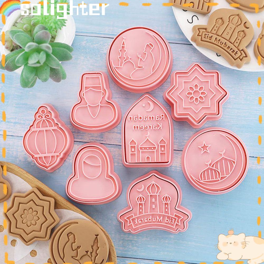 Solighter 8pcs/set Cetakan Kue Fondant Makanan Eid Mubarak Islam Muslim Festival Cookie Cutter