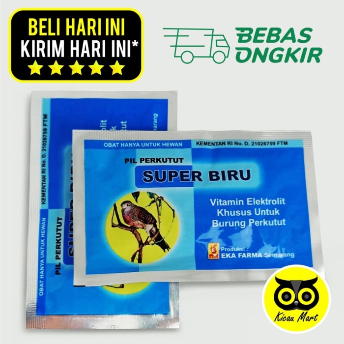 PIL JAMU PERKUTUT SUPER BIRU EKA FARMA JAMU BURUNG PERKUTUT GACOR SPRB