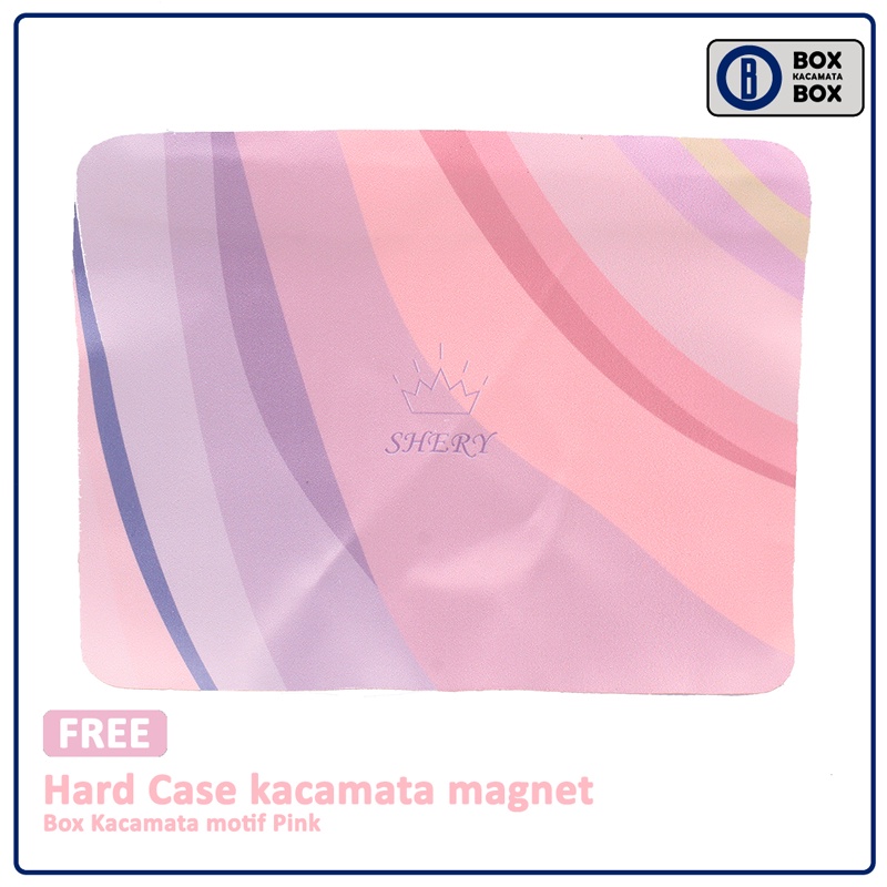 Tempat Kacamata Cepuk Magnet Motif Pastel Lucu Colorfull Girly / Box Kacamata Free Lap Microfiber Lucu Unik CC 16