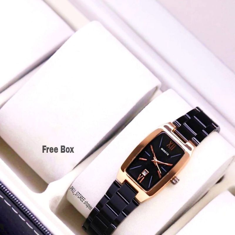 FREE BOX Jam TANGAN wanita Terbaru Mirete Original Tahan Air | FITUR Tanggal Aktif Rantai Stainlis stell Analog Quart Import || Jam Tangan Wanita Kekinian Terlaris Dan Murah