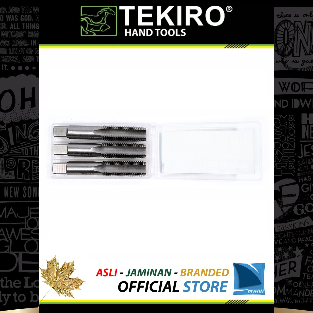 Pembuat Drat Isi 3 pcs Bahan 9CrSi Keras Mur Baut Presisi M3~M12 Mata Tap - Hand Tap Set TEKIRO